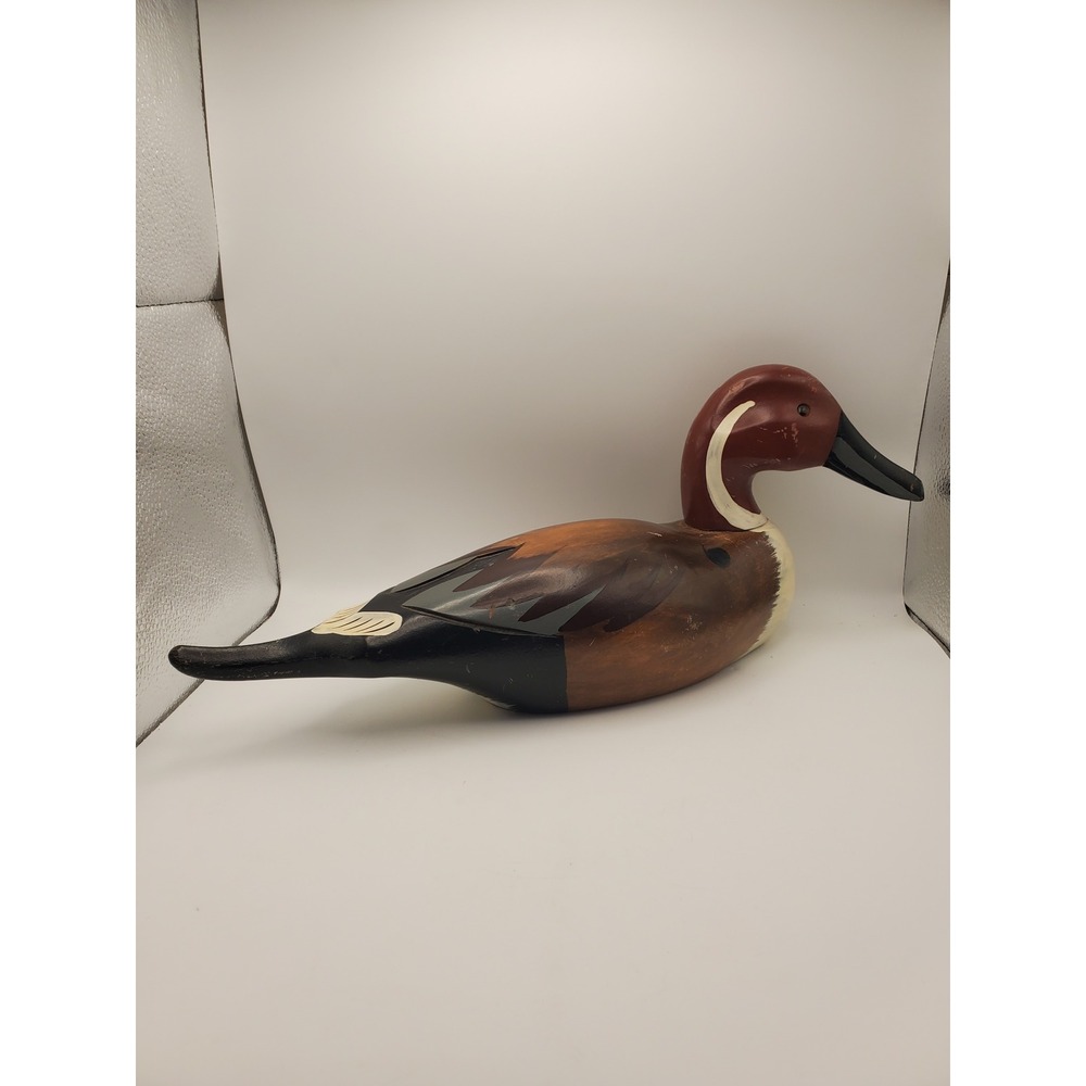 Vintage Hand-Carved Wooden Northern Pintail Duck Decoy – 16" Rustic Folk Art